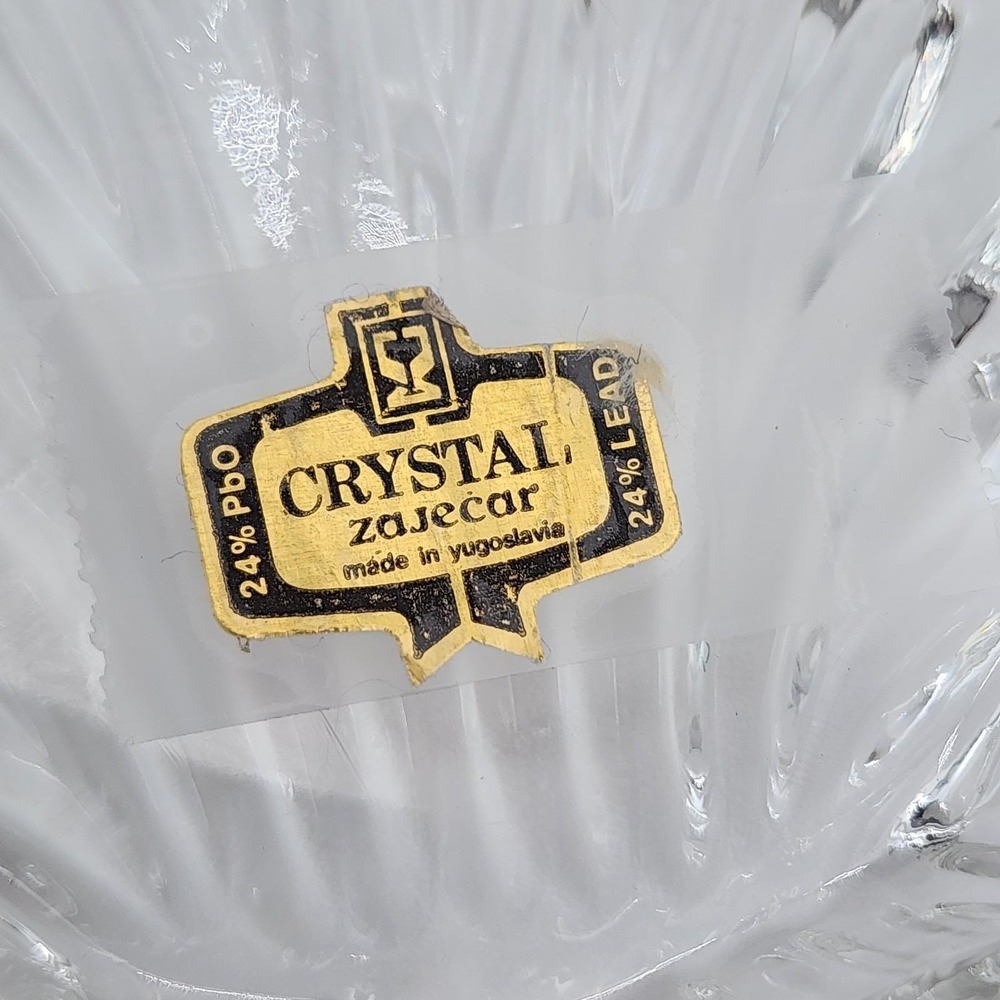 Vintage Crystal Zajecar Clamshell Trinket Box Yugoslavia 24% Lead Glass Lidded - Picture 7 of 9